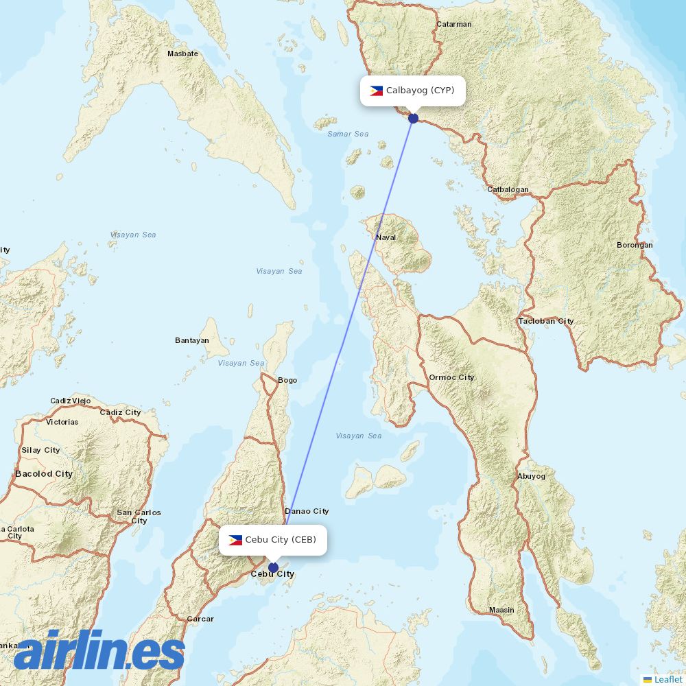 Cebgo from Calbayog Airport destination map