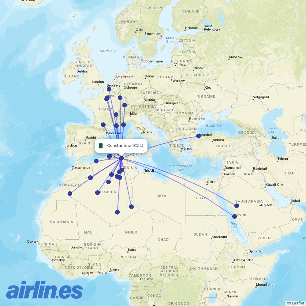 Air Algerie at CZL route map