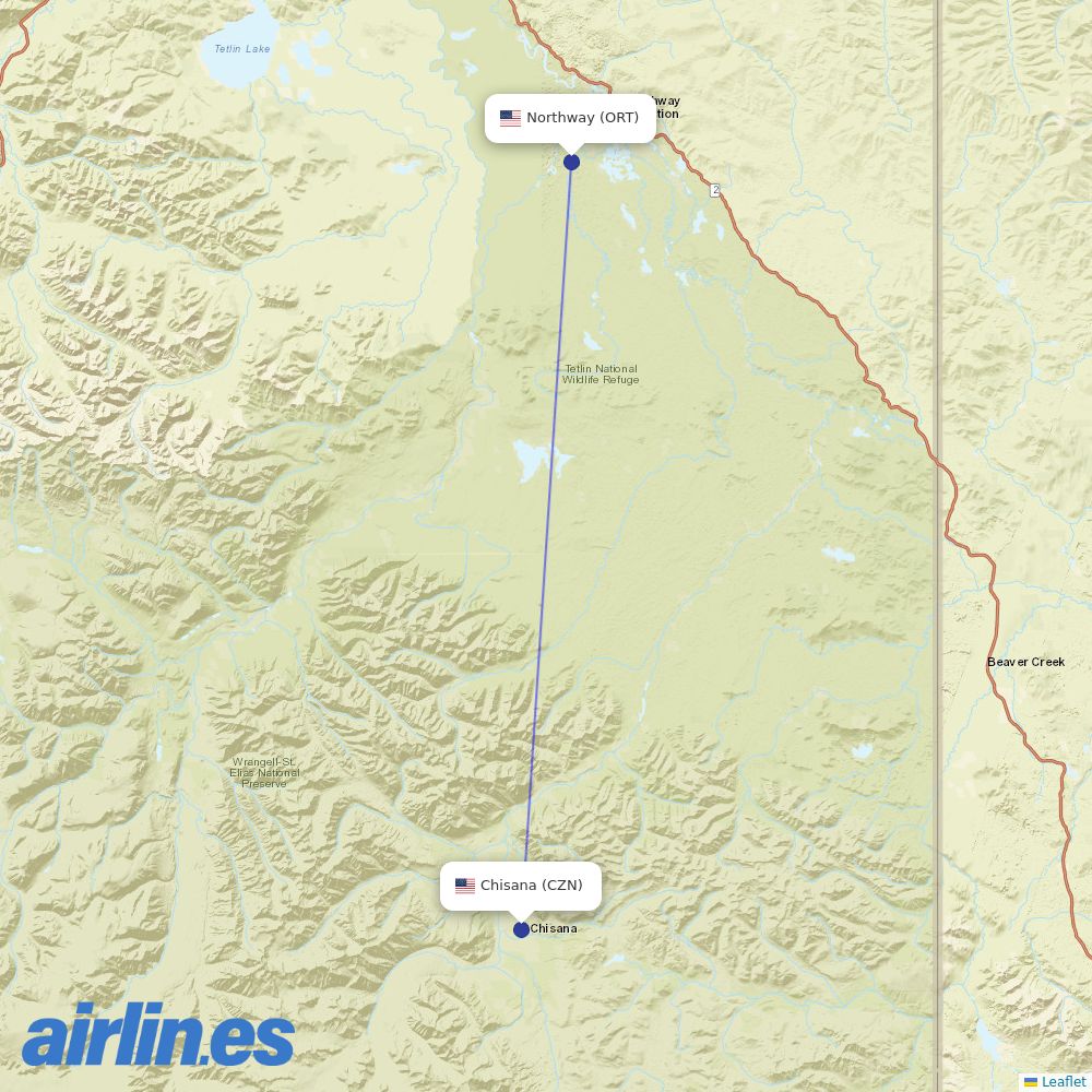 40-Mile Air at CZN route map