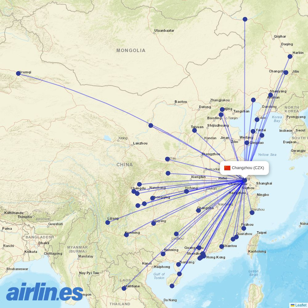 Lao Airlines at CZX route map