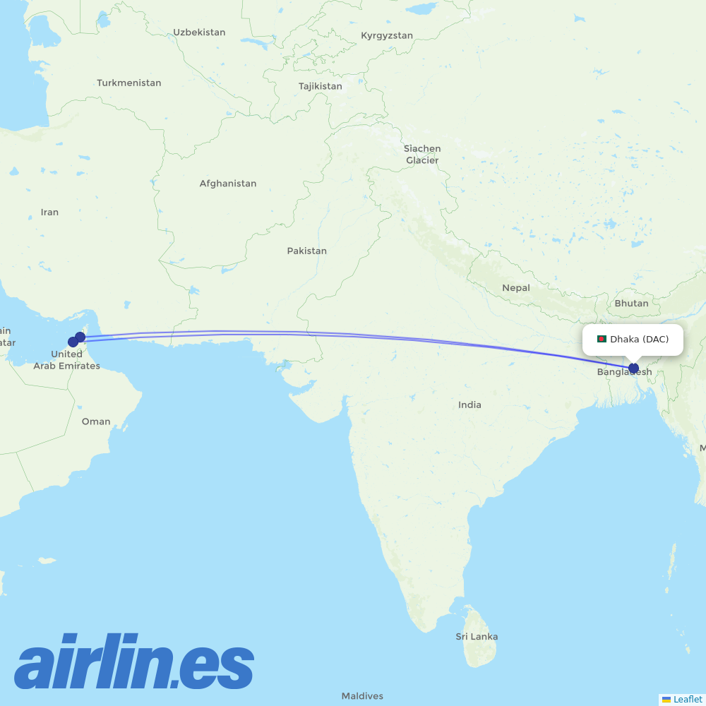 Air Arabia at DAC route map