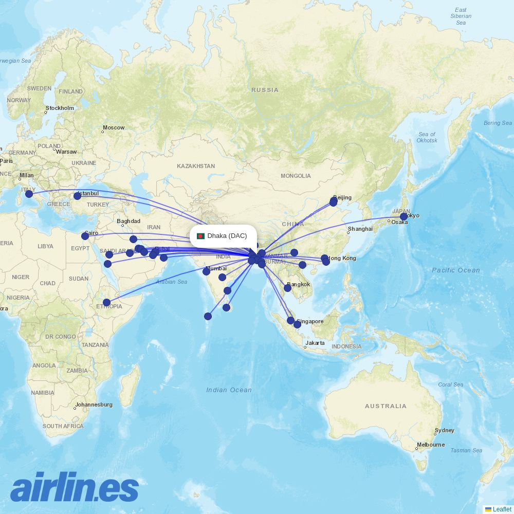 Himalaya Airlines from Zia International destination map