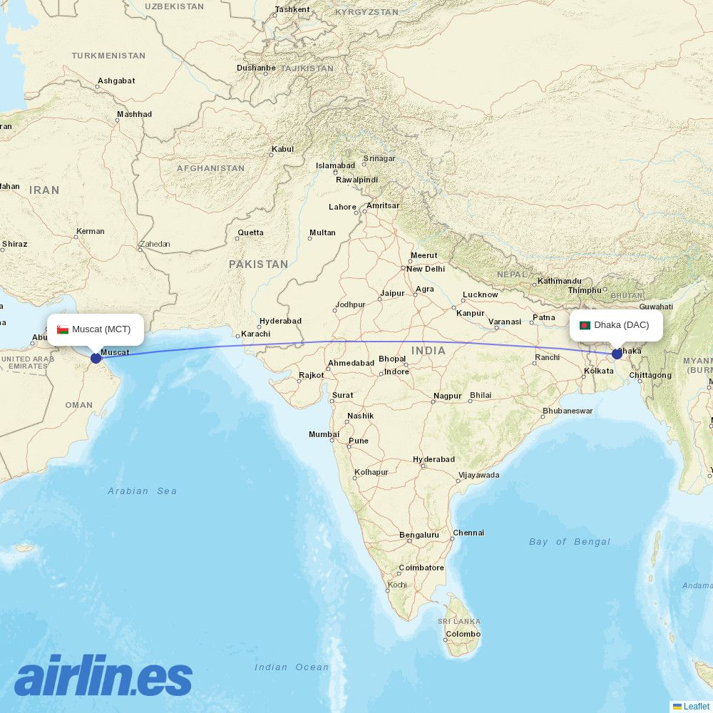 Salam Air at DAC route map