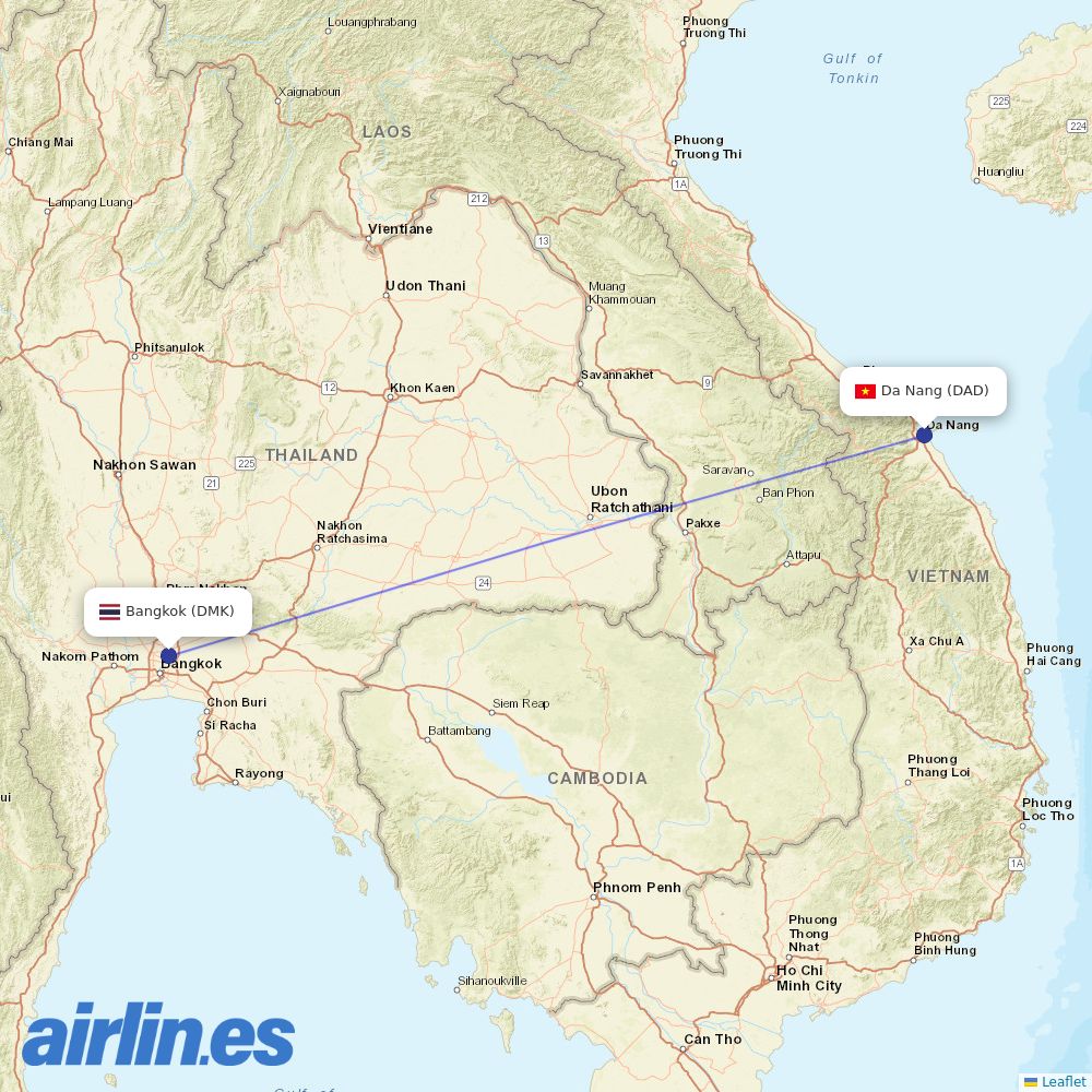 Thai AirAsia at DAD route map