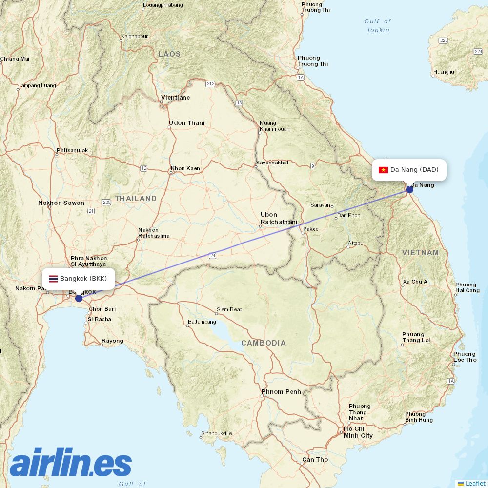 Vietjet Thailand at DAD route map