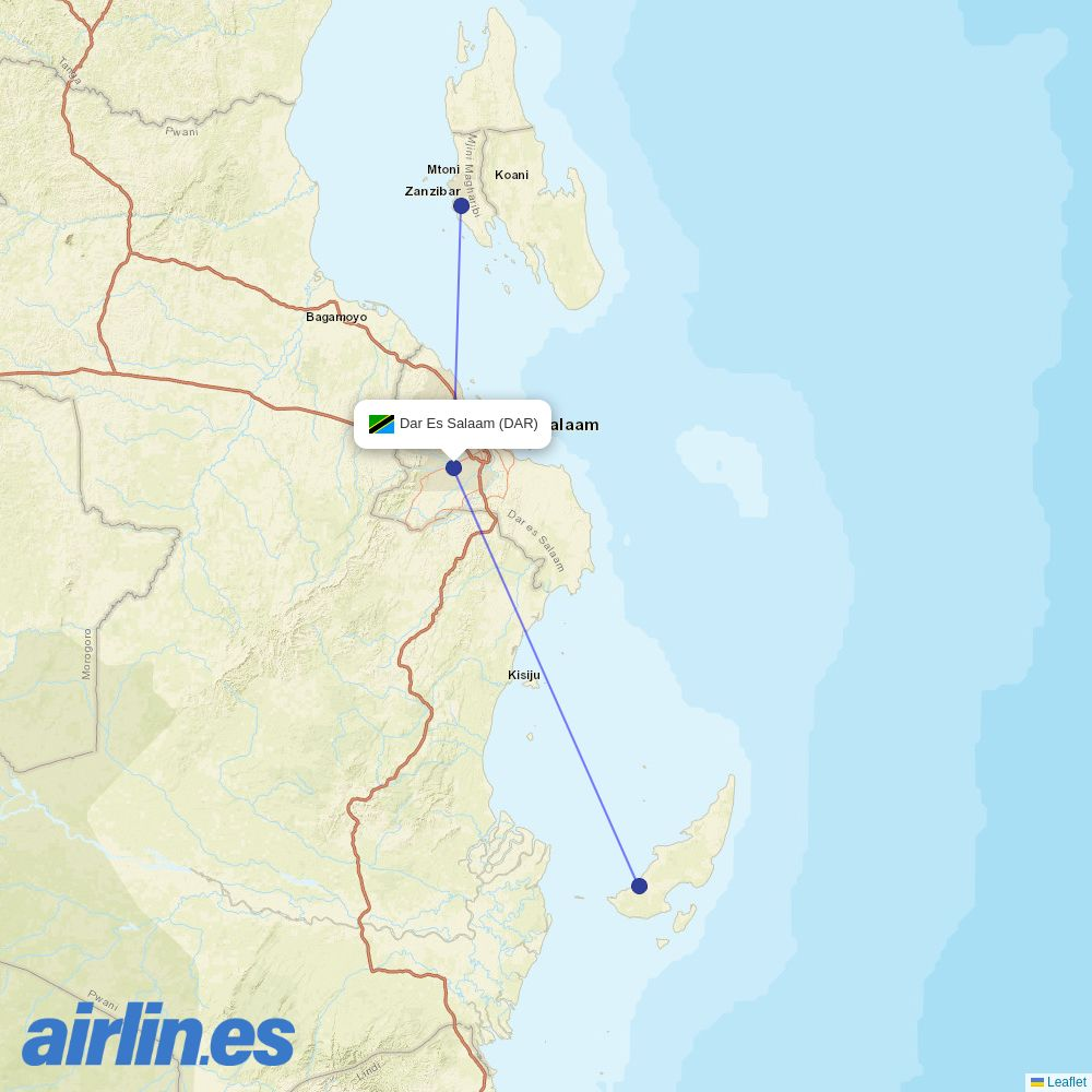 Coastal Aviation at DAR route map