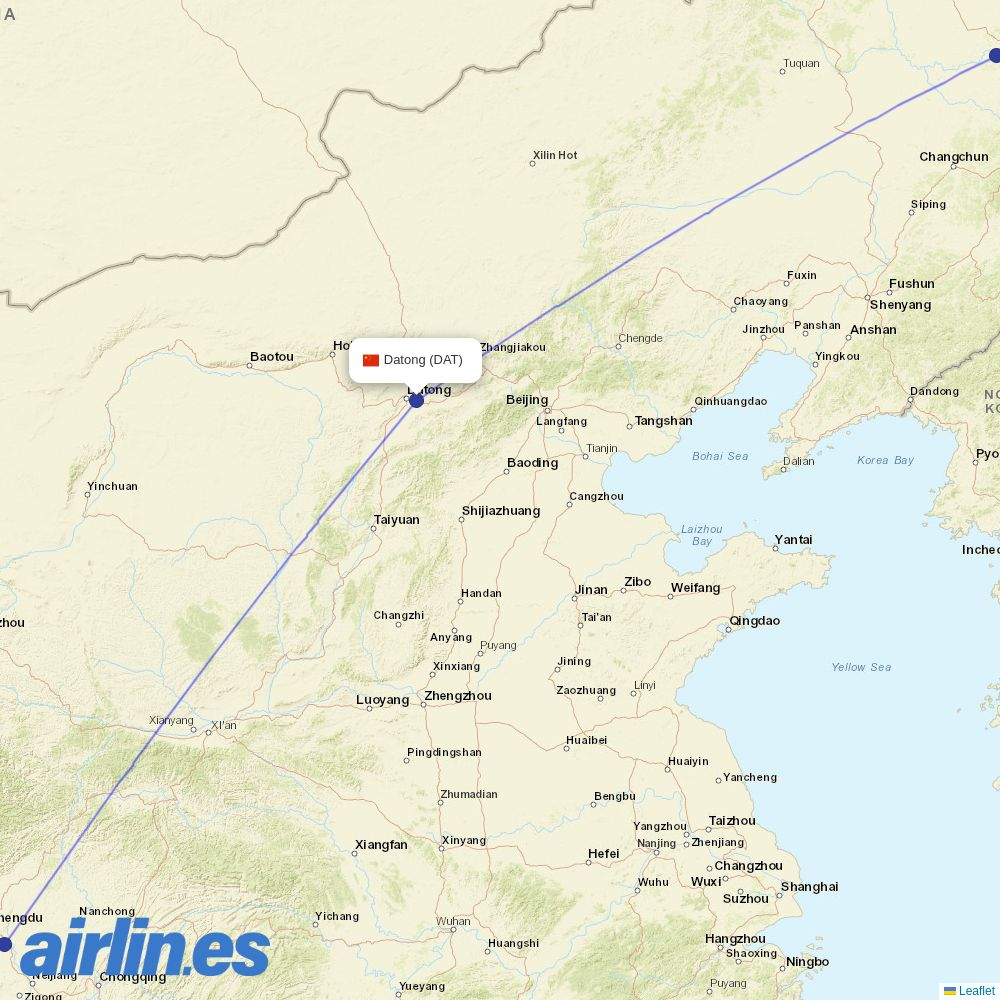 Ruili Airlines from Datong Airport destination map