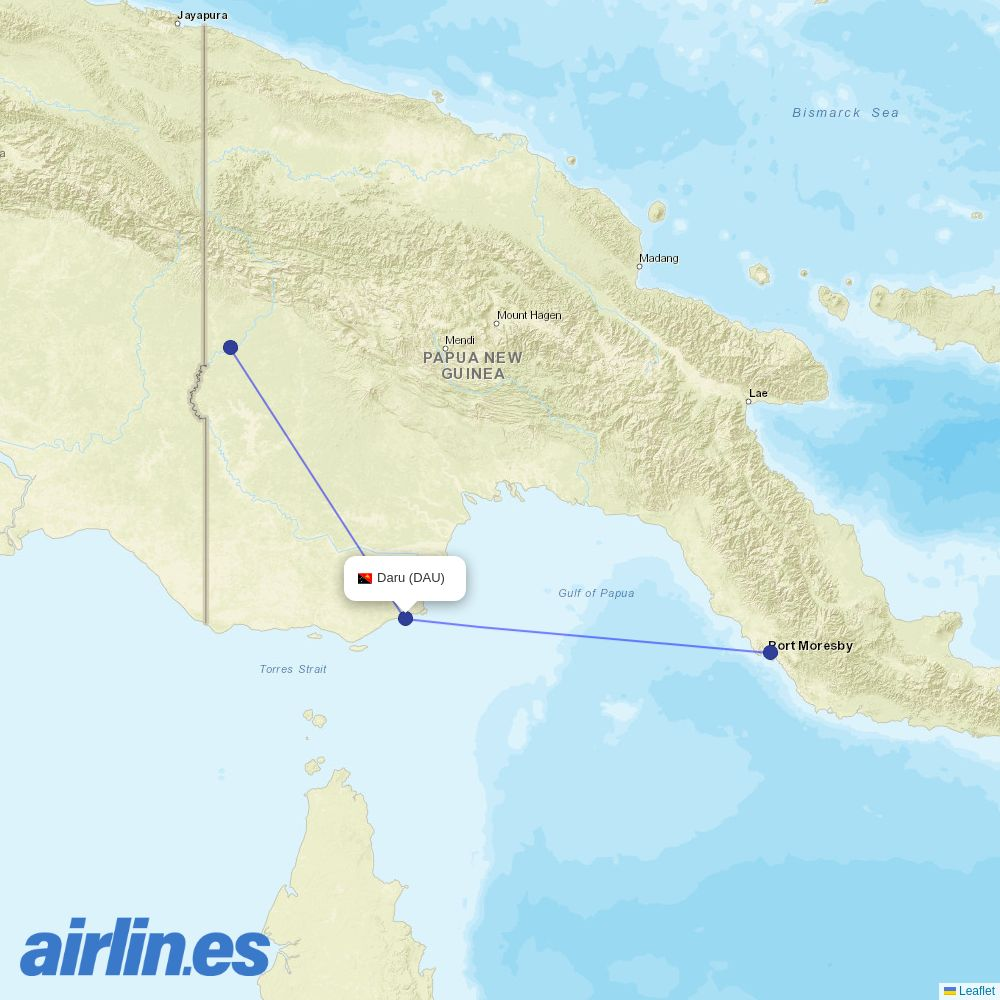 PNG Air at DAU route map