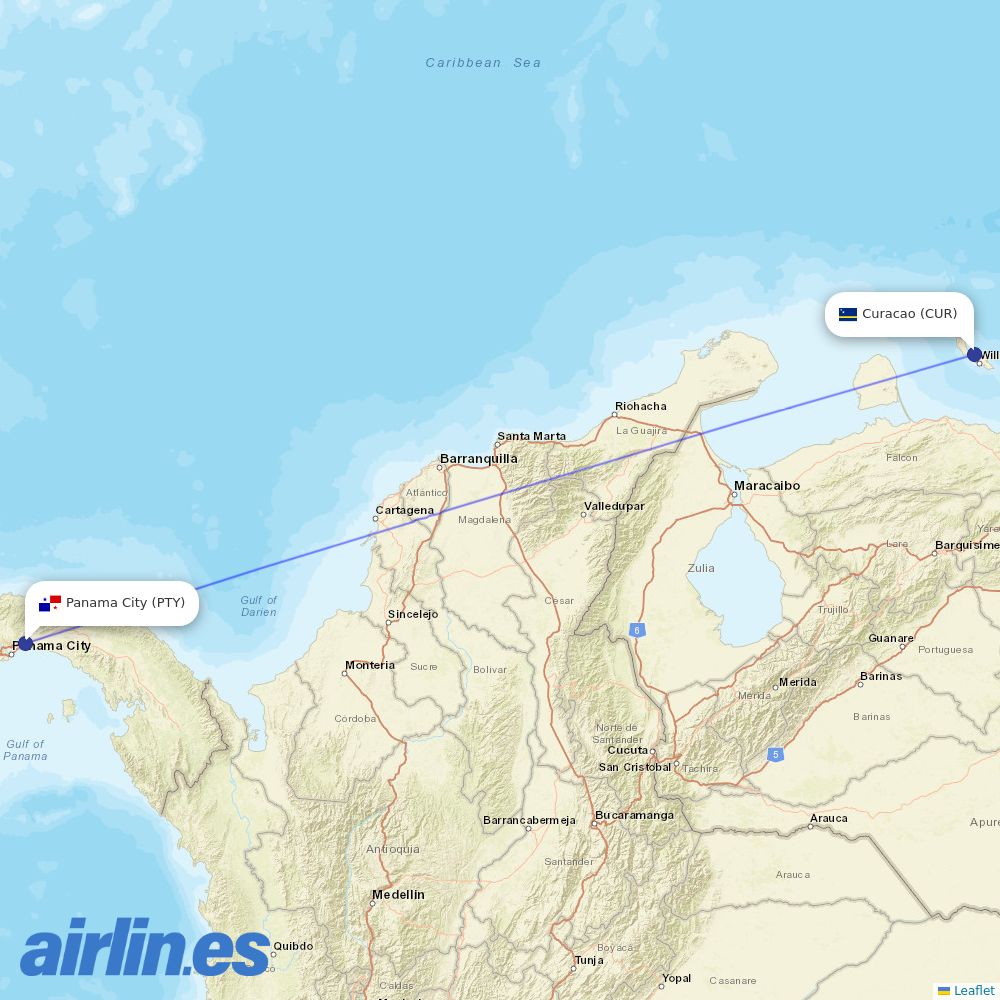 Copa Airlines from Enrique Malek International destination map