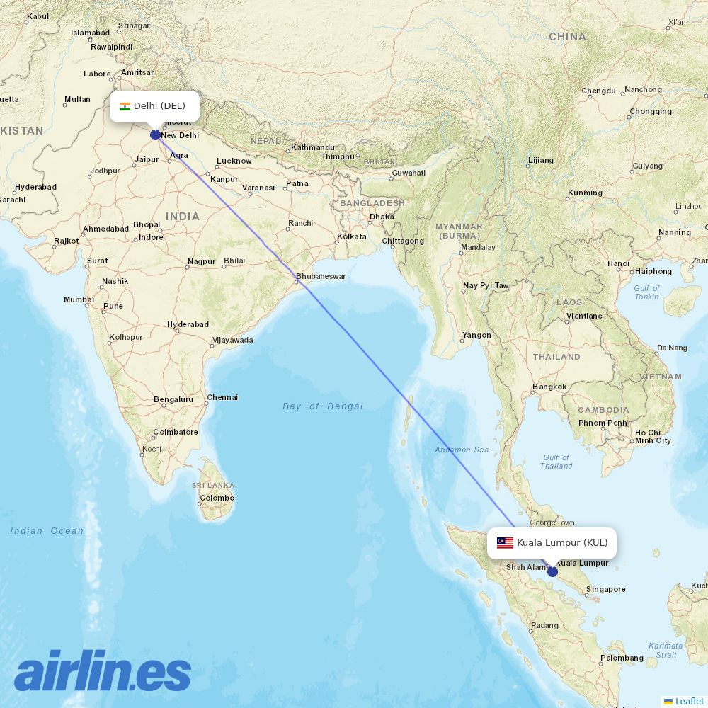 AirAsia X at DEL route map