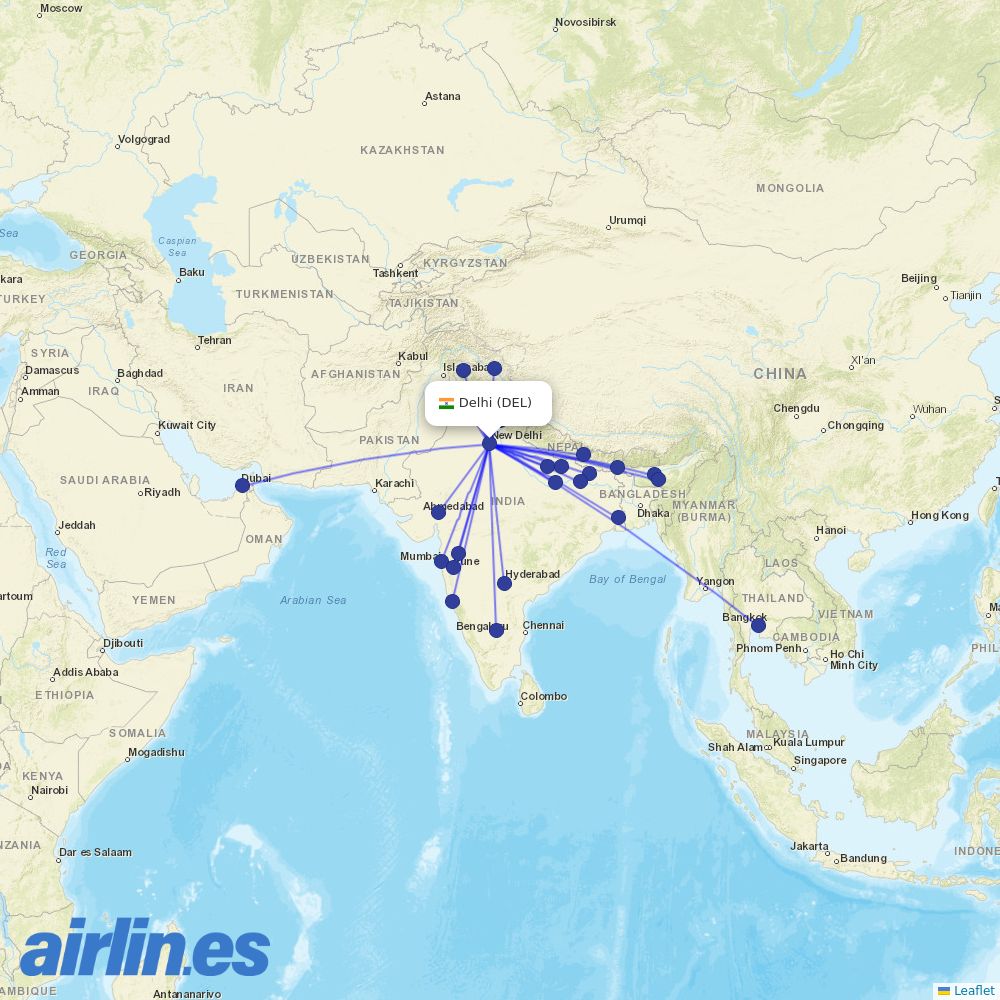 SpiceJet at DEL route map