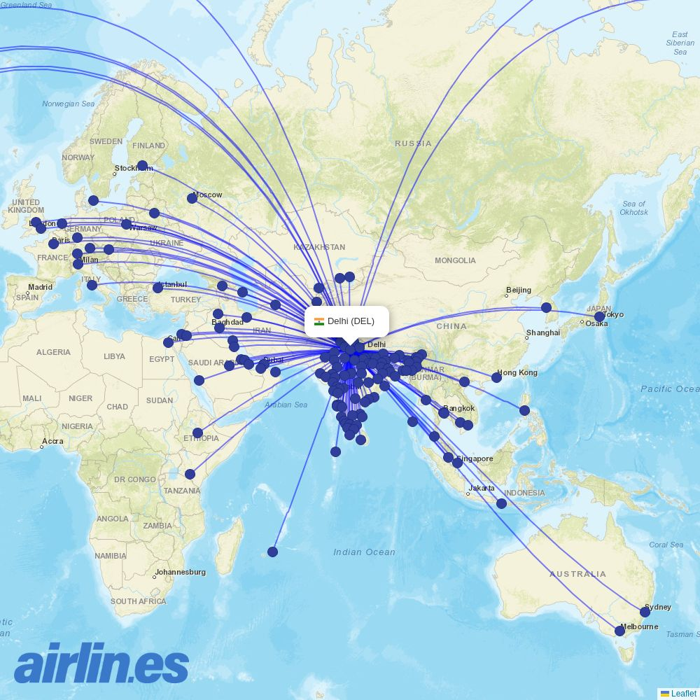 Thai AirAsia X at DEL route map