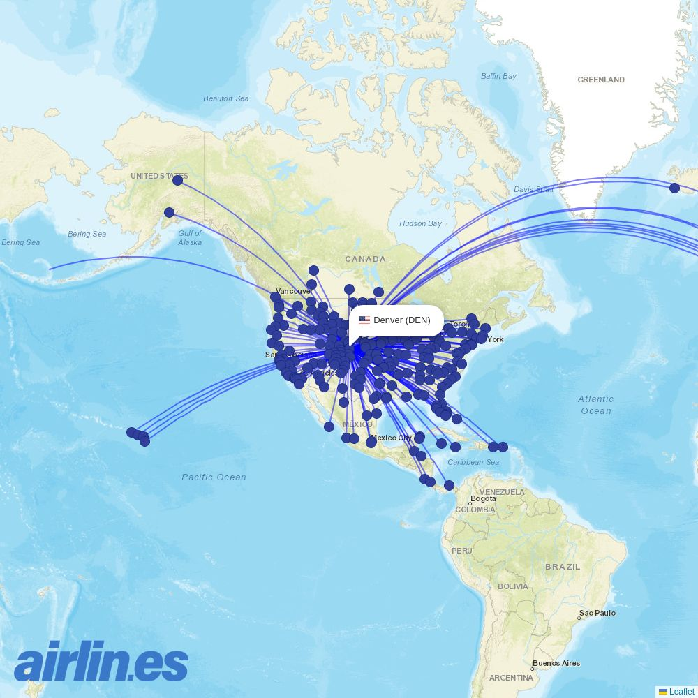Aer Lingus from Denver International destination map