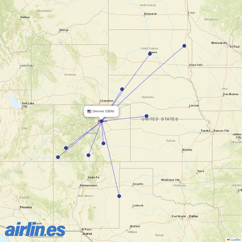 Key Lime Air from Denver International destination map