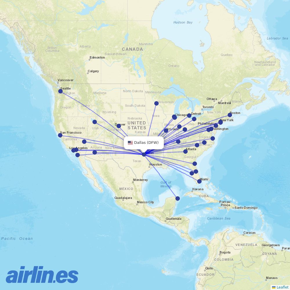 Frontier at DFW route map