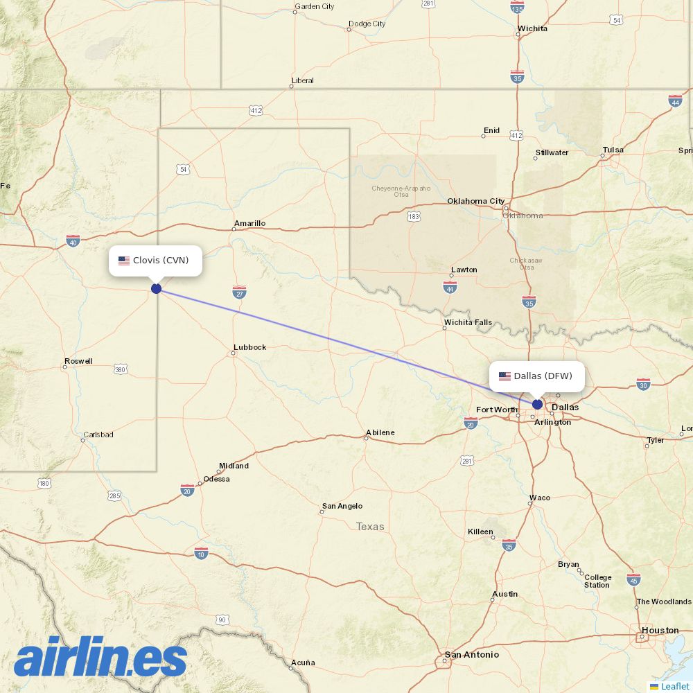 Key Lime Air from Dallas Fort Worth International destination map