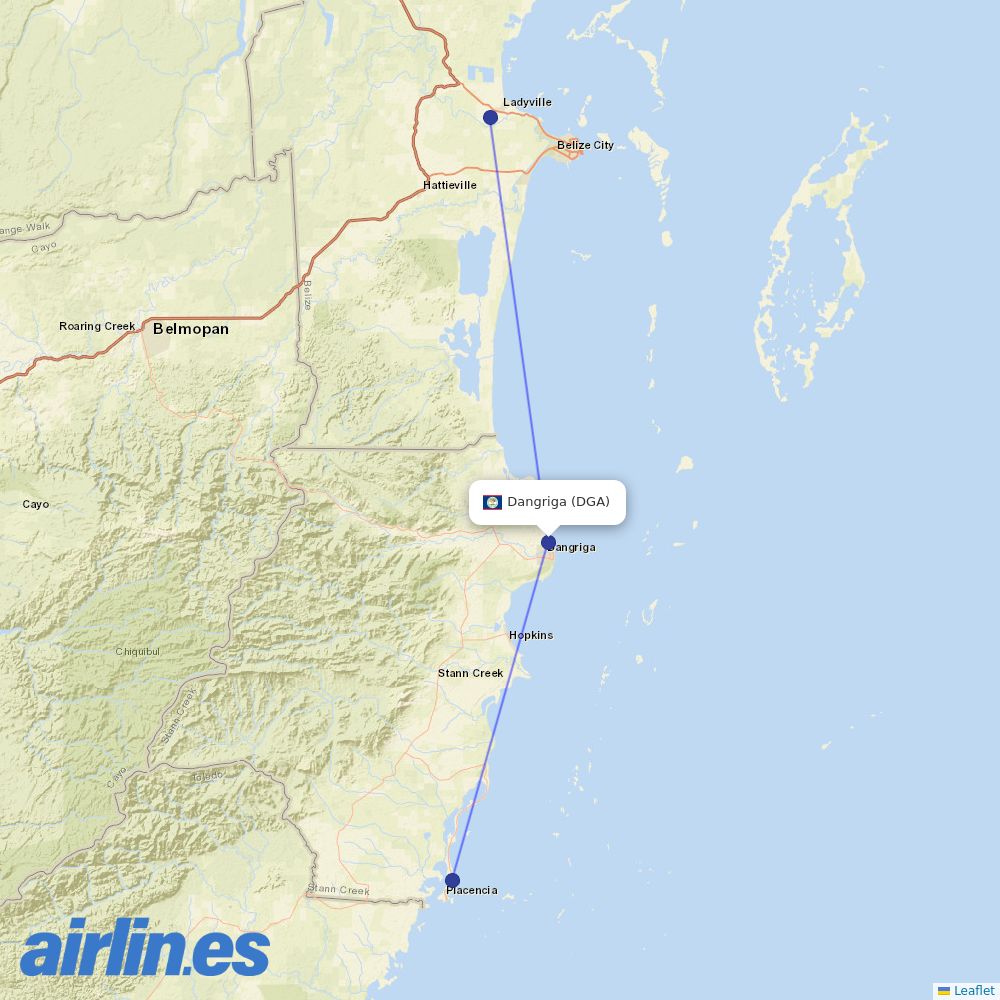 Tropic Air at DGA route map