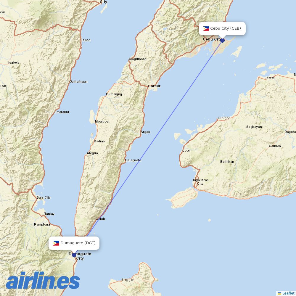 Cebgo from Dumaguete destination map
