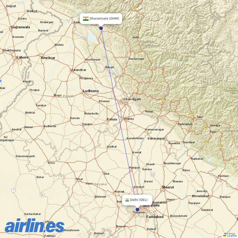 SpiceJet at DHM route map