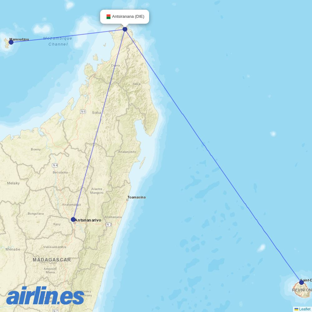 Air Austral at DIE route map
