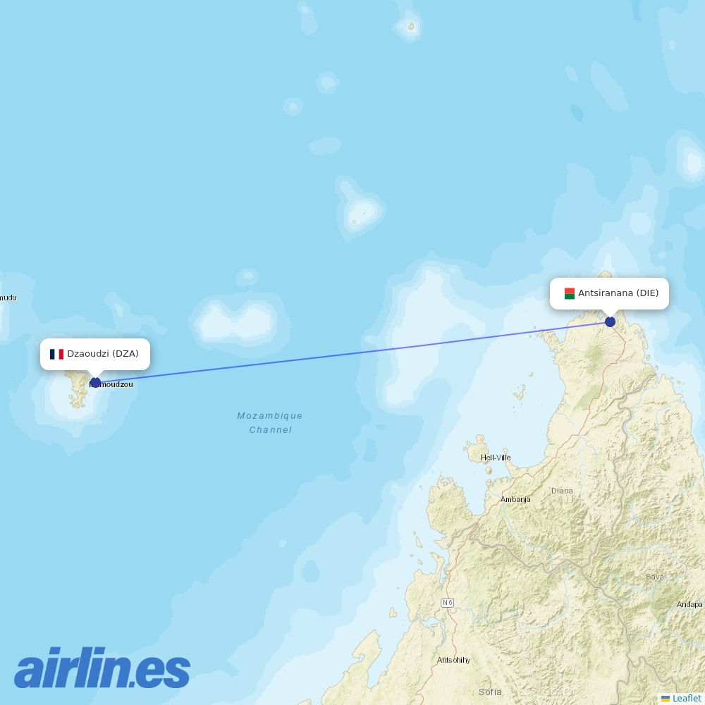 EWA AIR at DIE route map