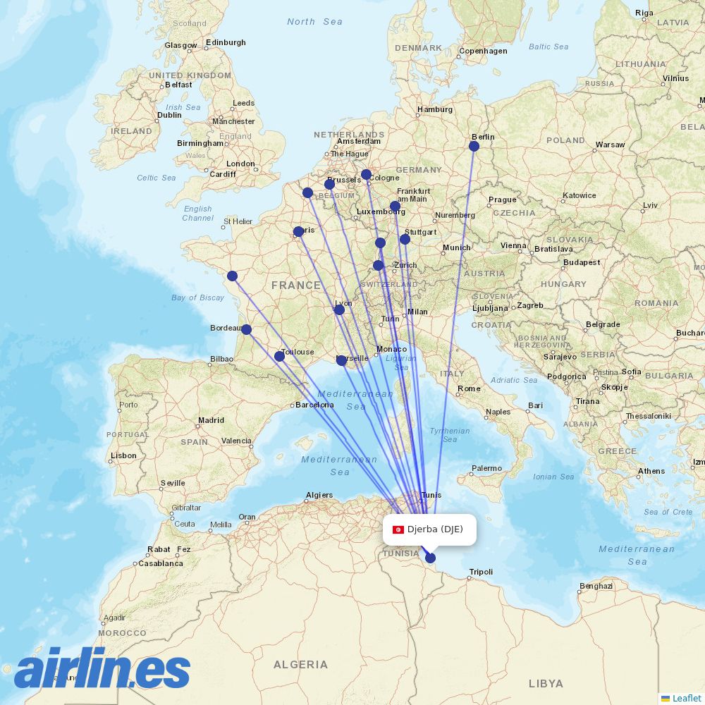 Nouvelair at DJE route map