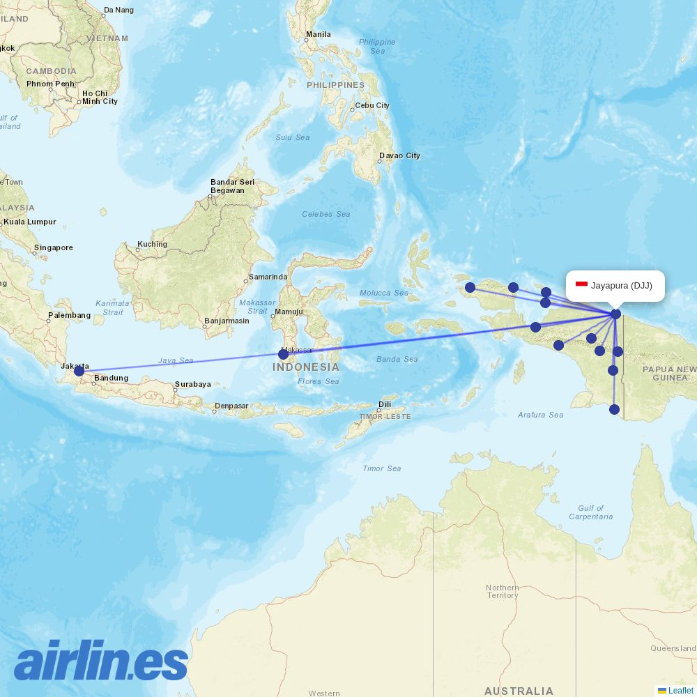 Lion Air from Sentani destination map