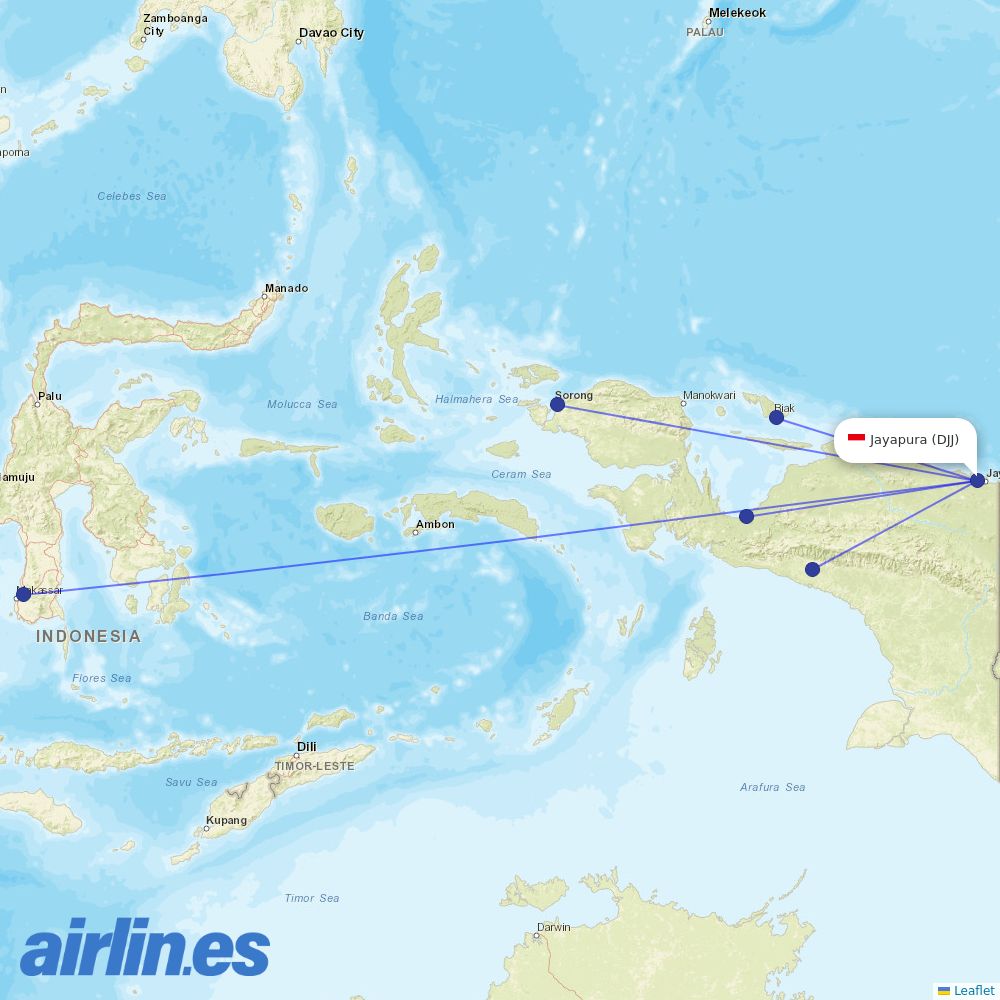 Sriwijaya Air at DJJ route map