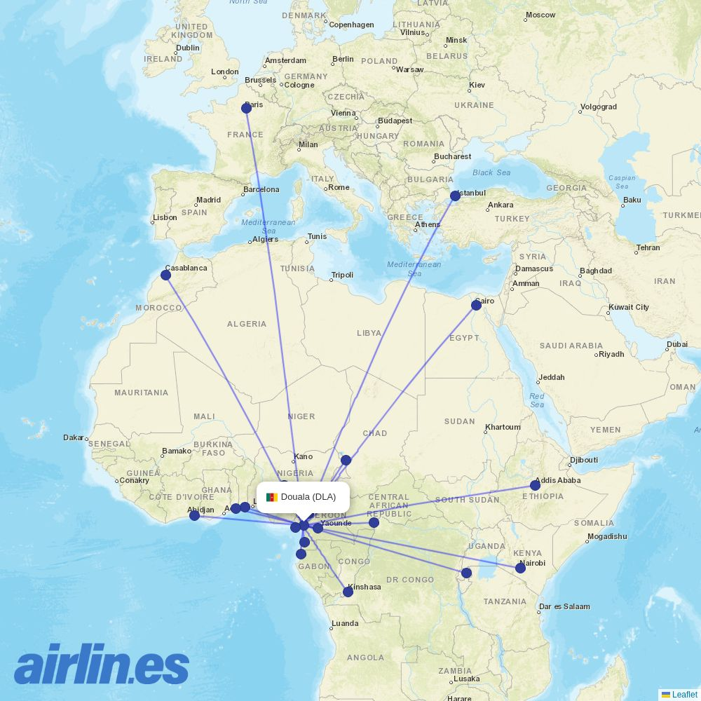Cronos Airlines at DLA route map