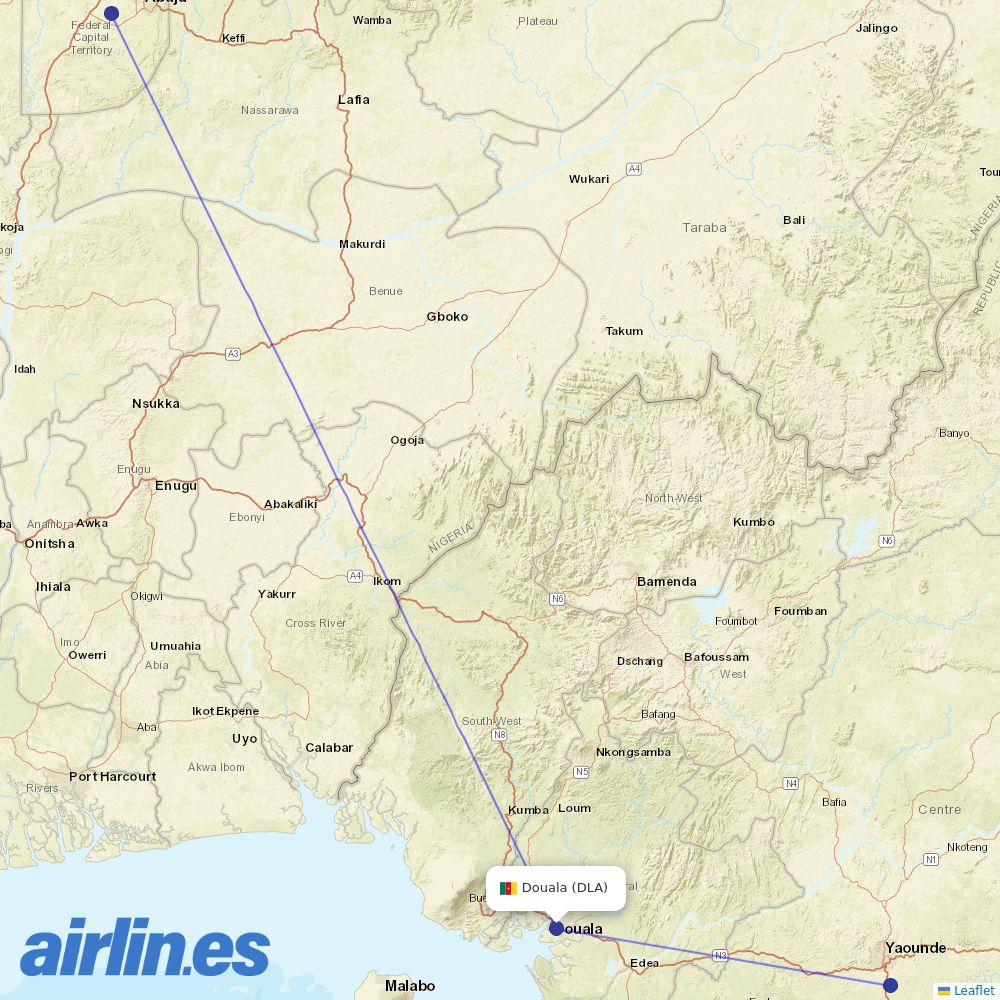 Air Cote DIvoire at DLA route map