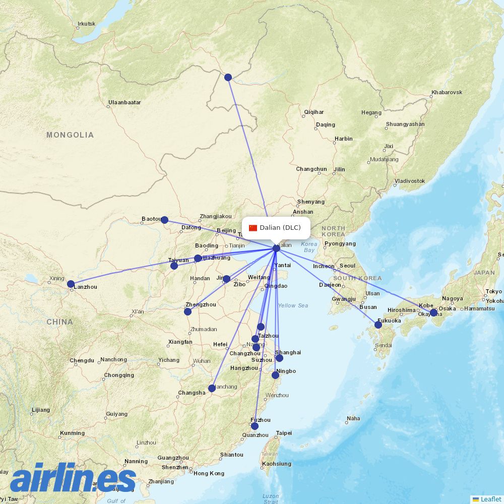 Spring Airlines at DLC route map