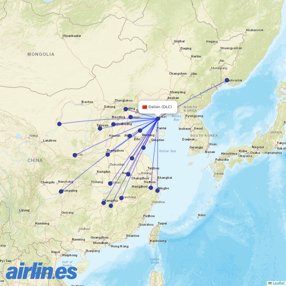 Hainan Airlines at DLC route map