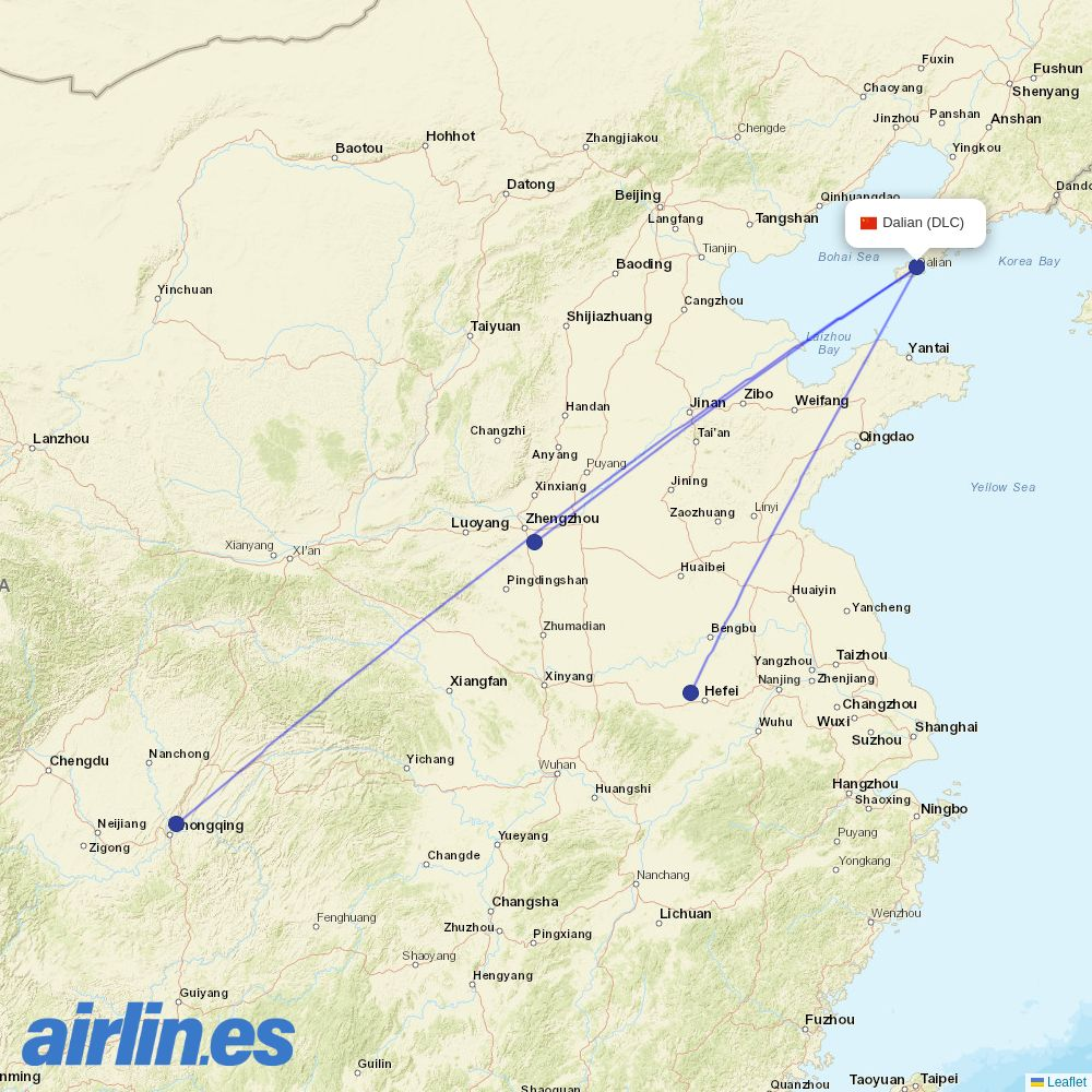 West Air (China) at DLC route map