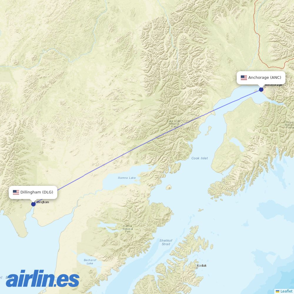 Alaska Airlines from Dillingham destination map