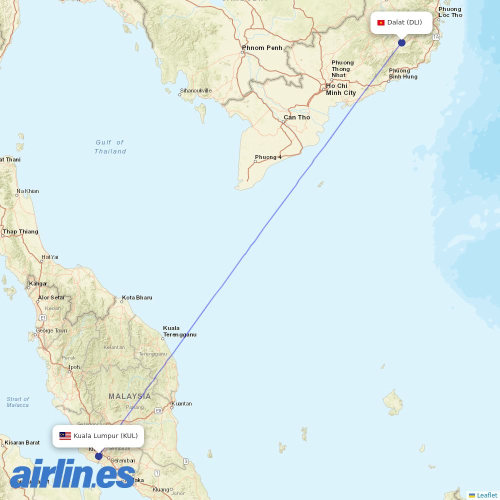 AirAsia from Dalat destination map