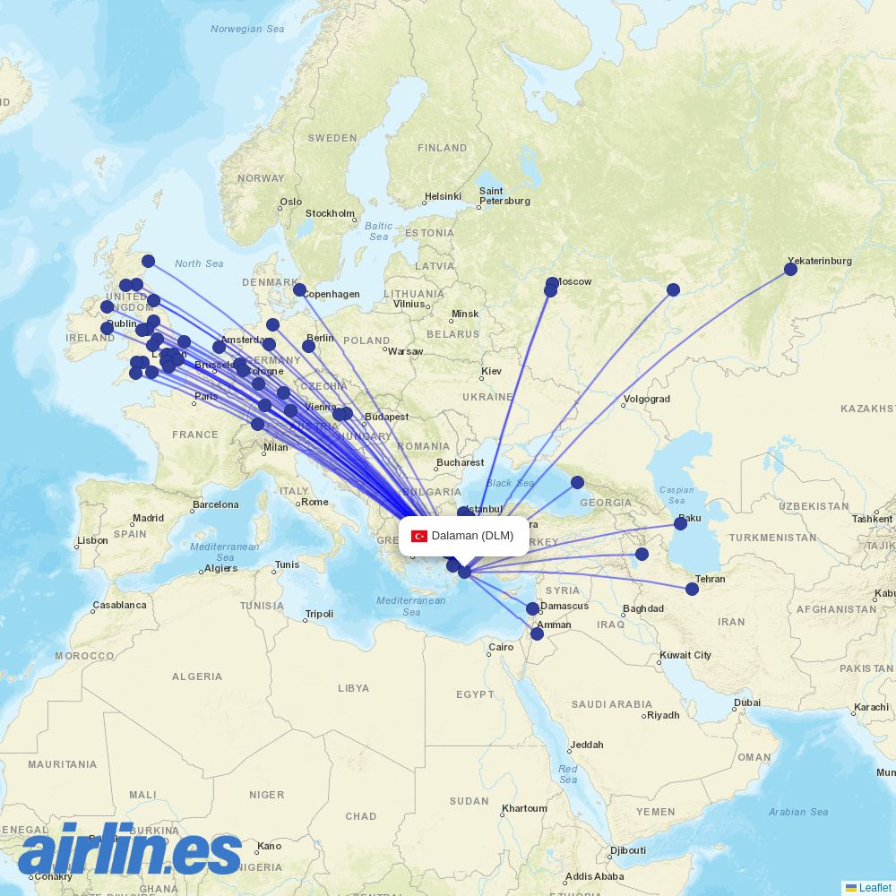 SunExpress at DLM route map