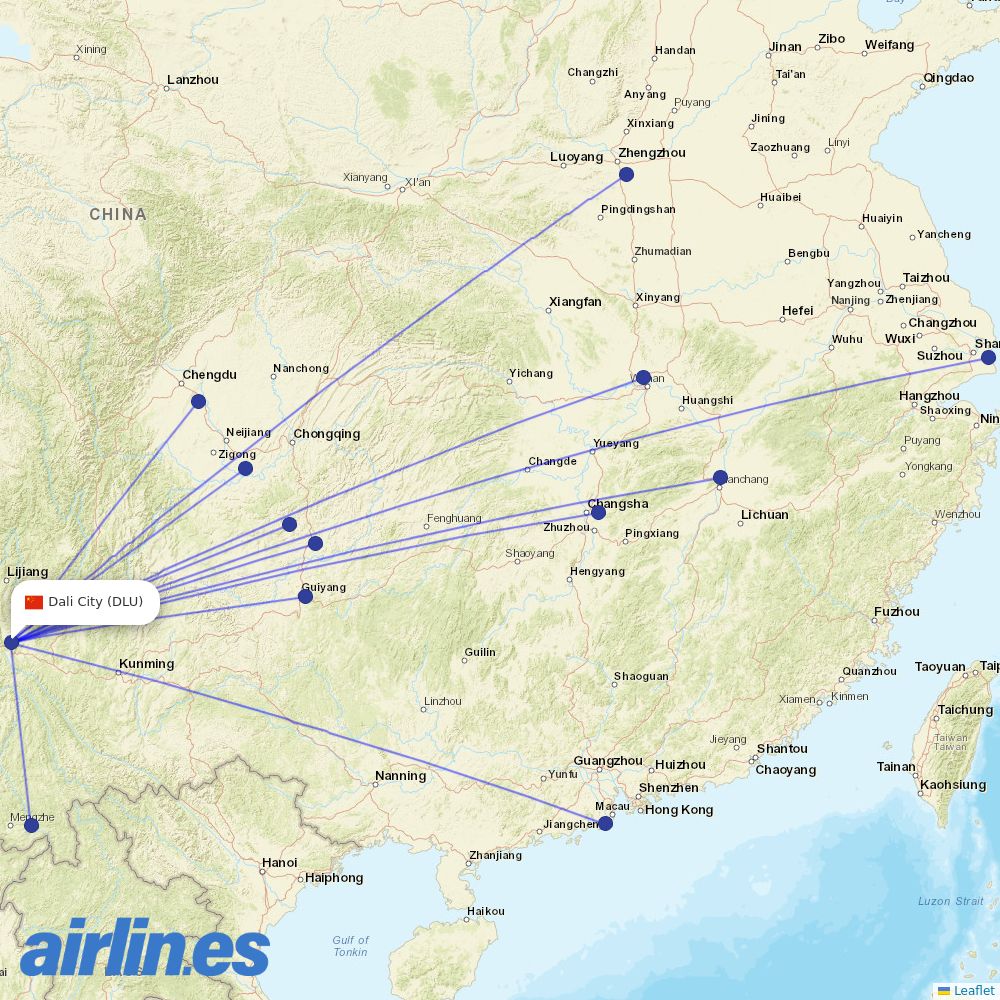 Lucky Air at DLU route map