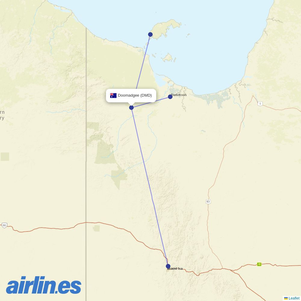 Rex Airlines from Doomadgee destination map