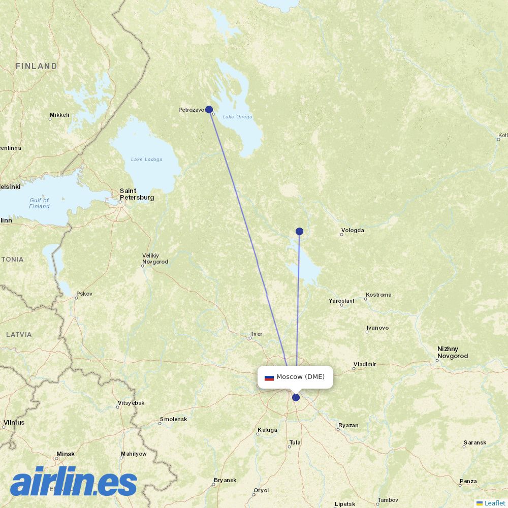 Severstal Avia at DME route map