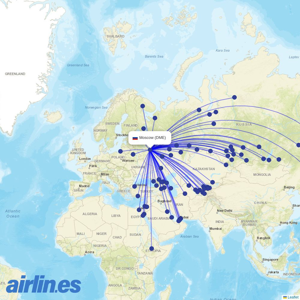 Avia Traffic Company at DME route map