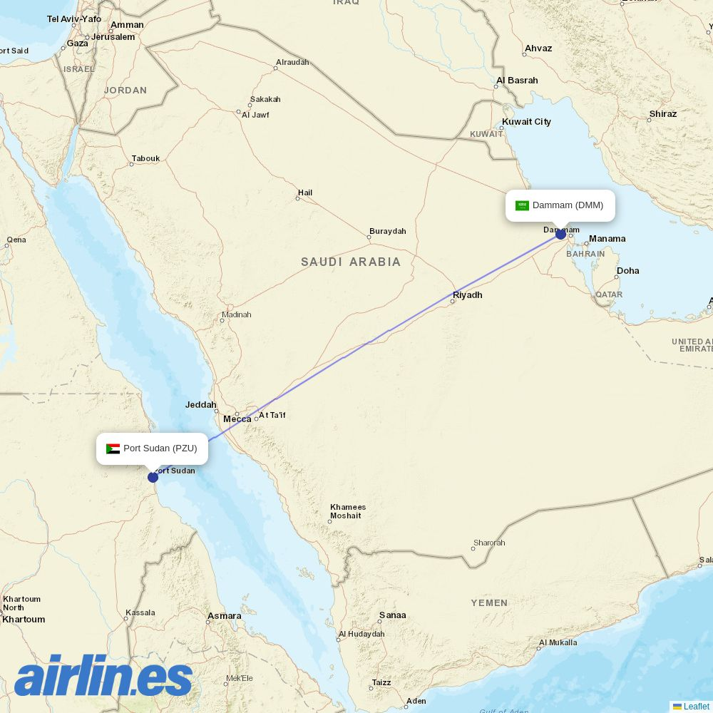 Tarco Aviation at DMM route map
