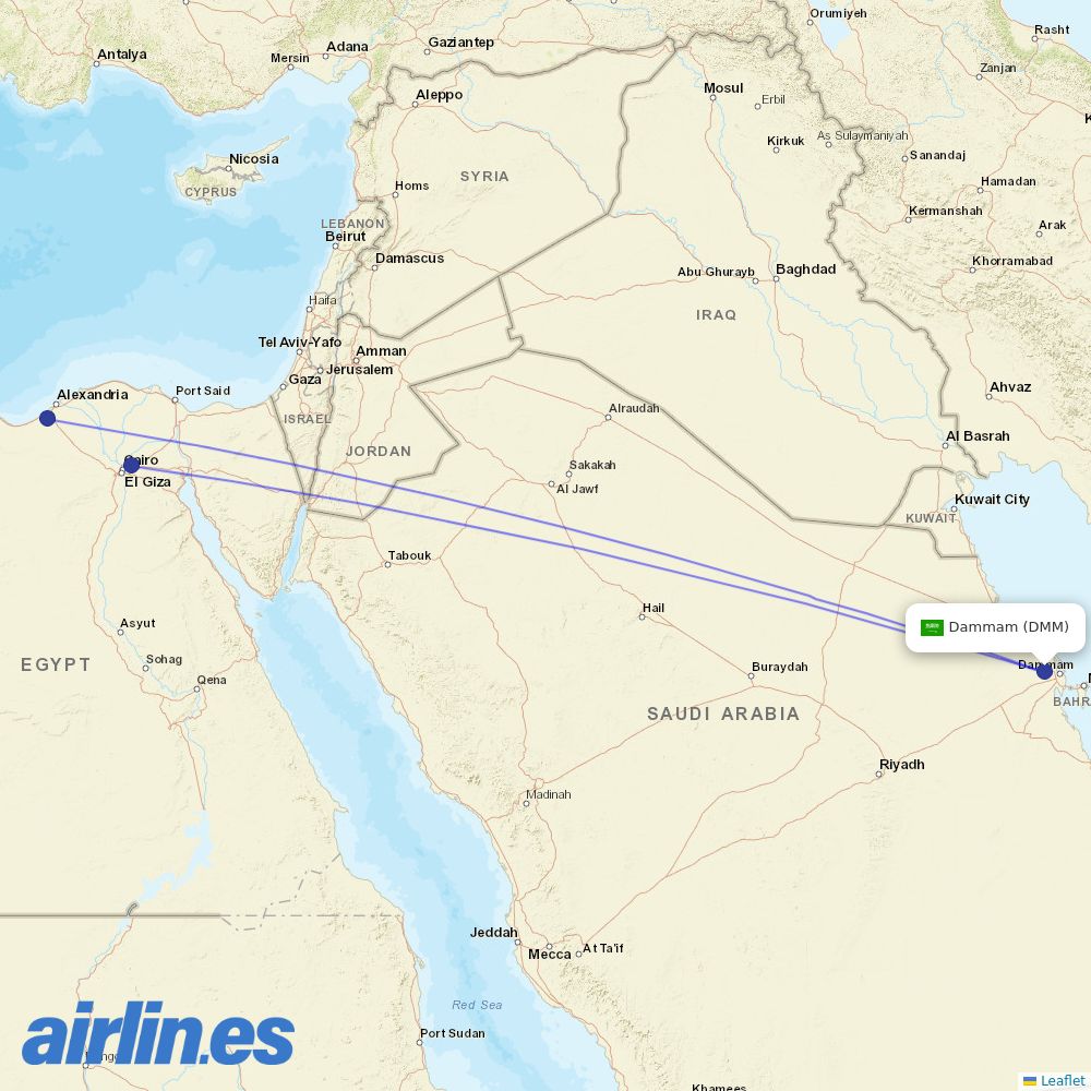 Air Arabia Egypt at DMM route map