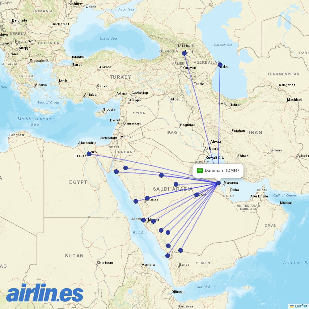 Flyadeal from King Fahd International destination map