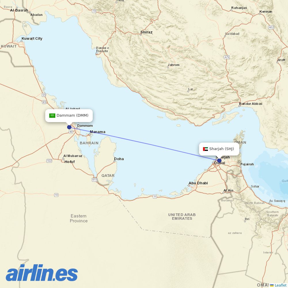 Air Arabia at DMM route map