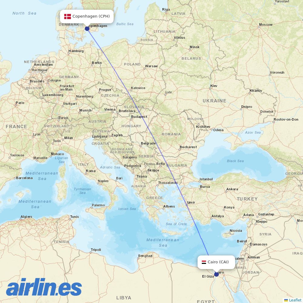 EgyptAir at DMM route map