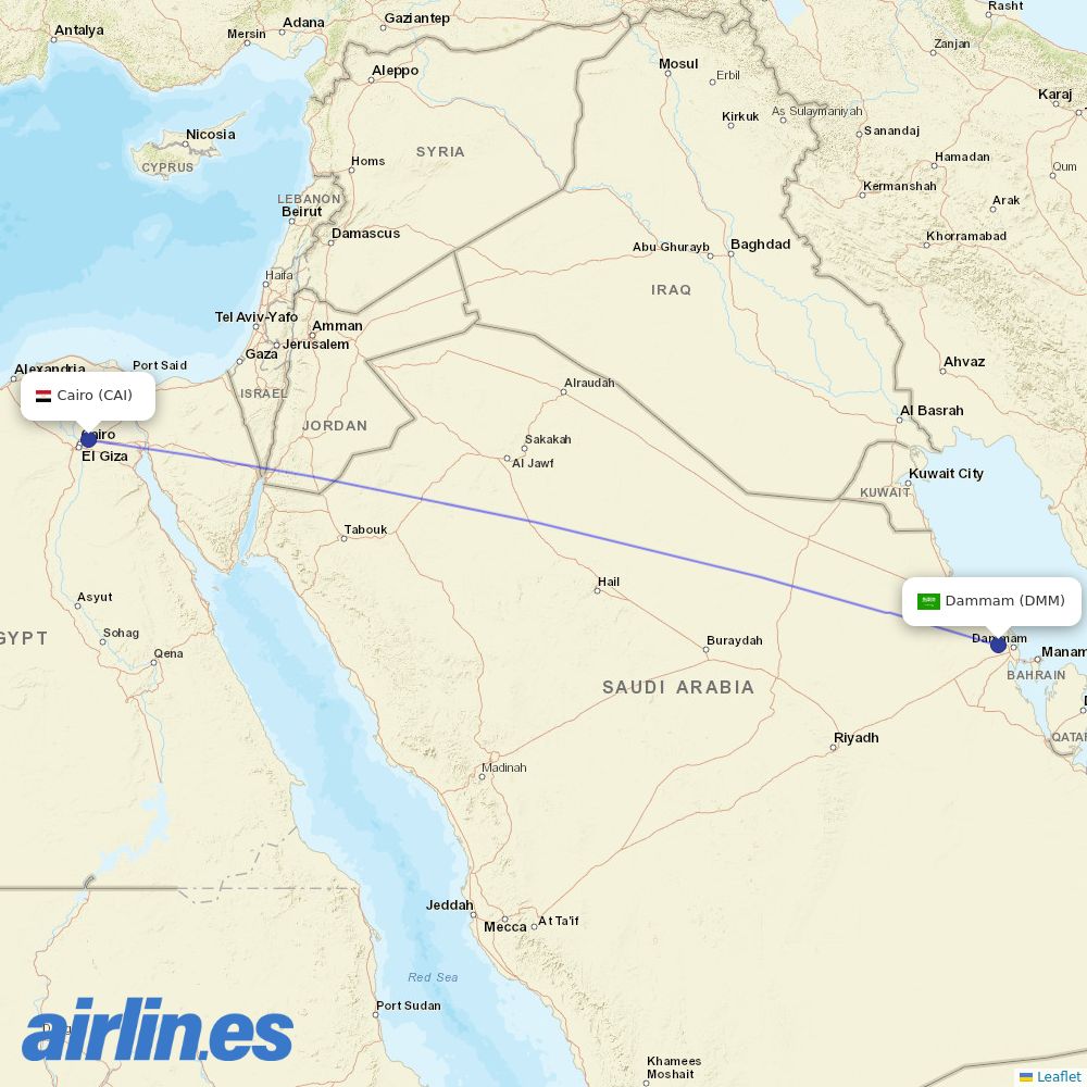 Nile Air at DMM route map