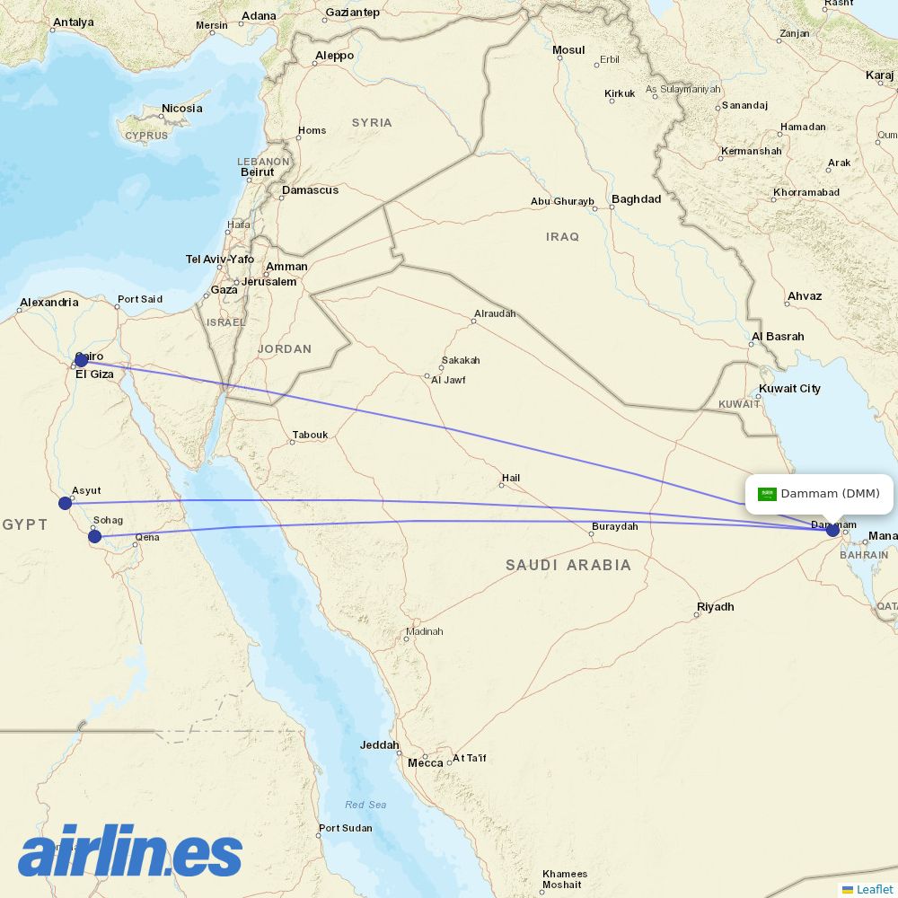 Air Cairo from King Fahd International destination map