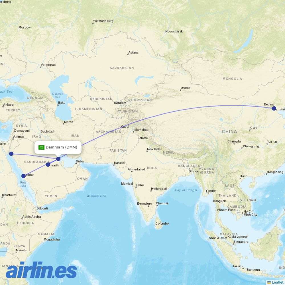 Saudia at DMM route map