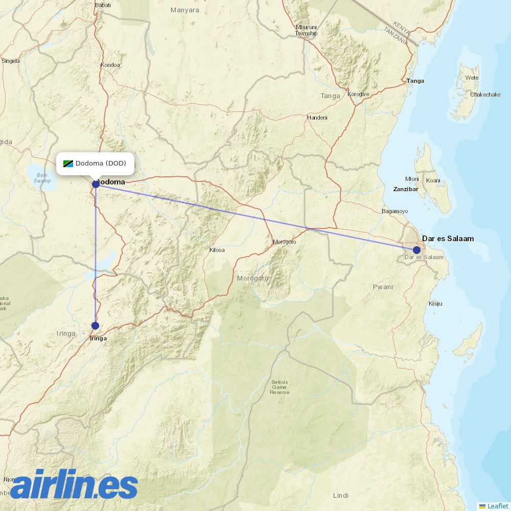 Air Tanzania at DOD route map