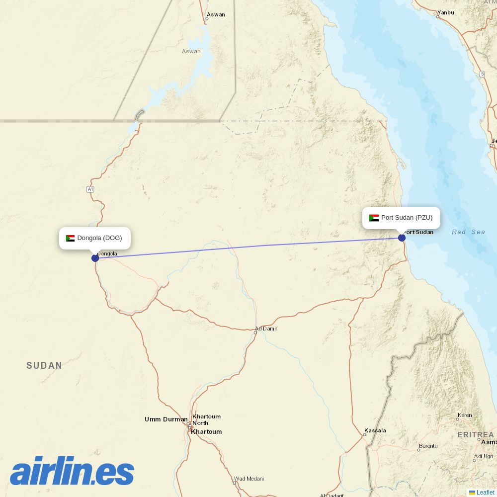 Tarco Aviation from Dongola destination map